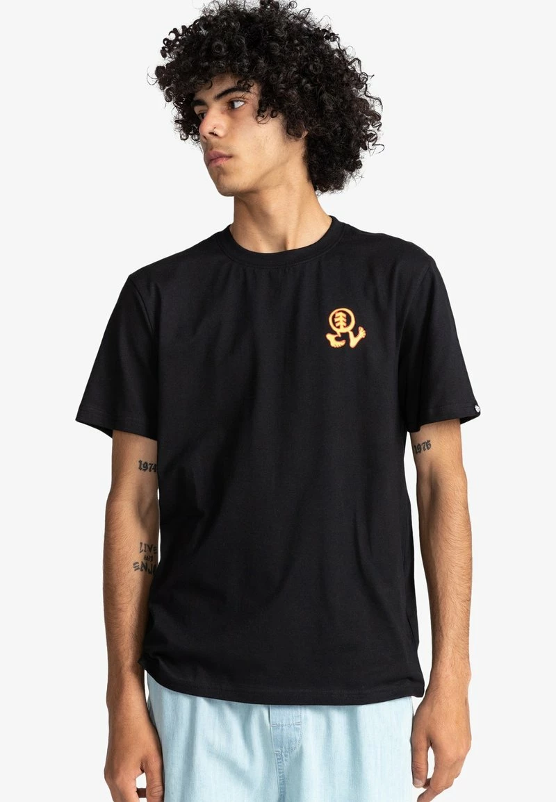 Element Homme Manches Courtes T Shirt Imprimé Flint Black