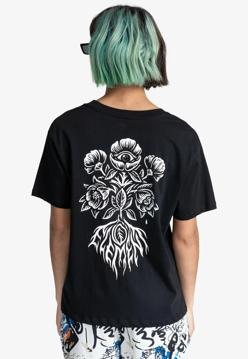 Element BLOOM MANCHES COURTES T Shirt Imprimé Flint Black Femme â Image 3