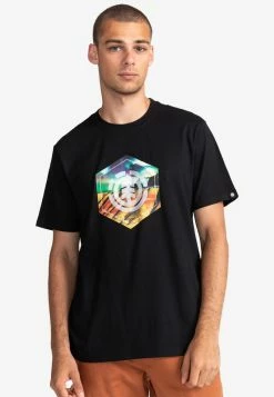 Element Homme ASTRA MANCHES COURTES T Shirt Imprimé Flint Black