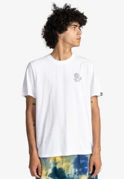 Element Homme Manches Courtes T Shirt Imprimé Optic White